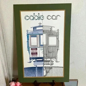 Cable Car San Francisco Christopher Swan 1973 vintage 19 X 29 matted Powell Hyde